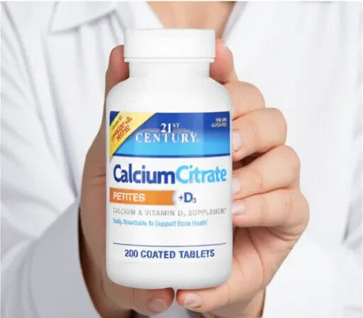 21st Century, Calcium Citrate Petites + D3, 200 Coated Tablets, Expiry: 09/2027, Free Shipping