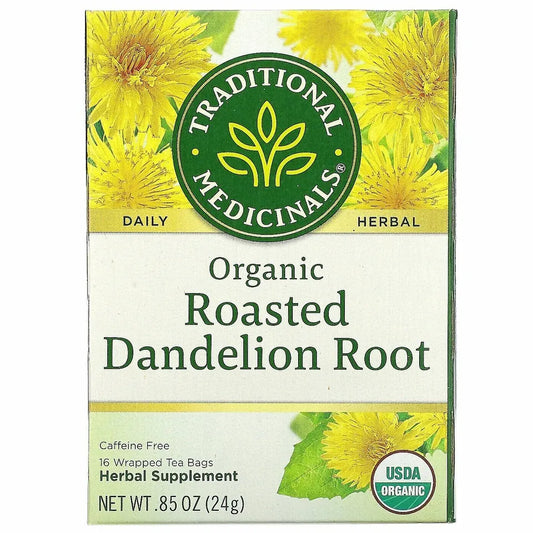 TRADITIONAL MEDICINALS - ORGANIC ROASTED DANDELION ROOT - 16 TEA BAG