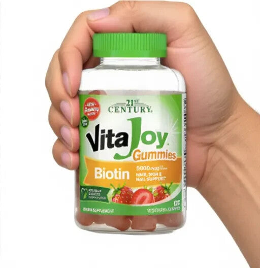 21st Century, VitaJoy Biotin Gummies, Strawberry Flavor, 5,000 mcg, 120 Vegetarian Gummies (2,500 mcg per Gummy)