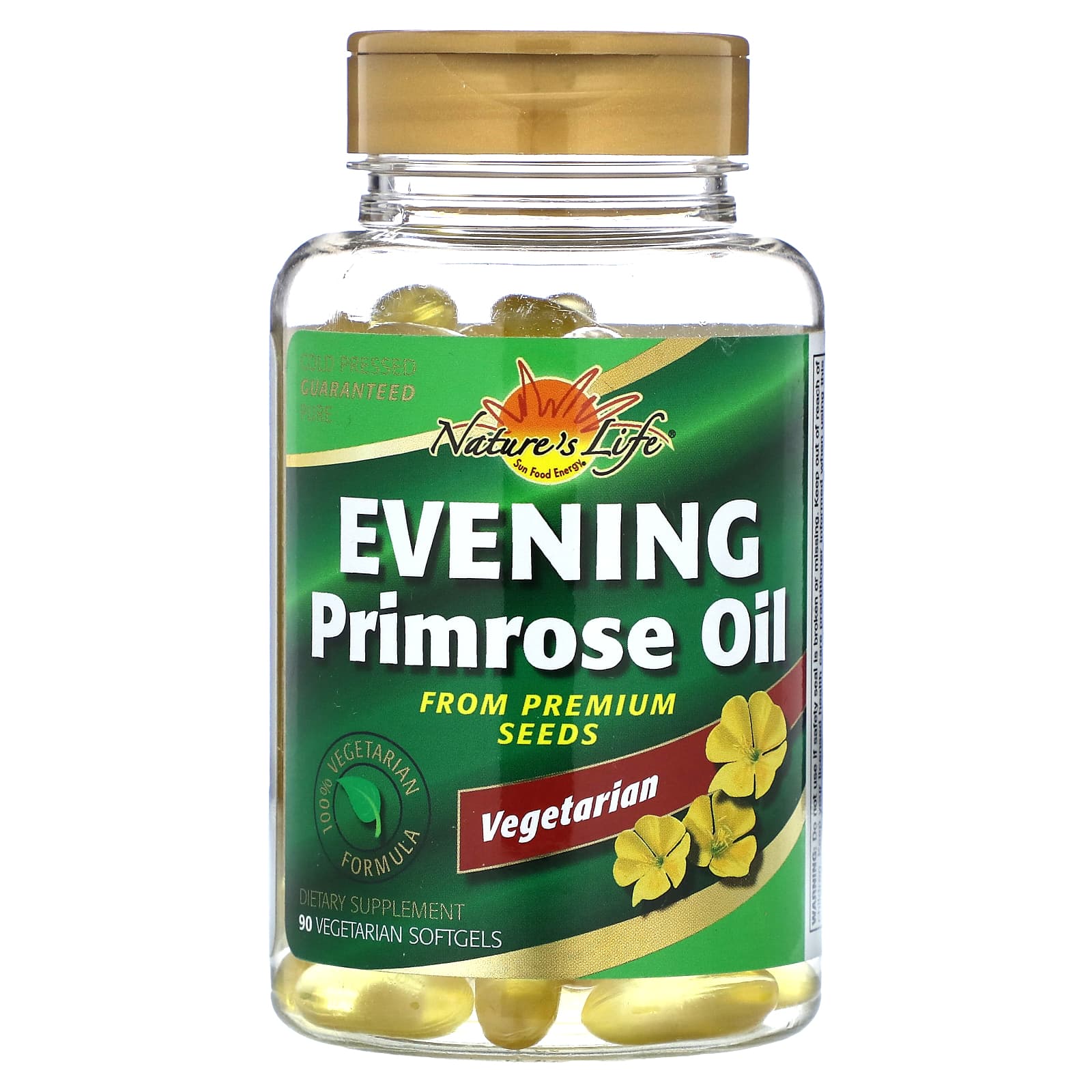 Nature's Life, Vegetarian Evening Primrose Oil, 90 Vegetarian Softgels (1,000 mg per Softgel) - Image 1