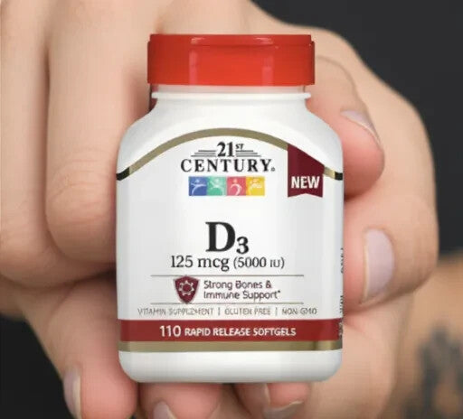 21st Century, Vitamin D3, 125 mcg (5,000 IU), 110 Rapid Release Softgels, Expiry: 04/2027, Free Shipping