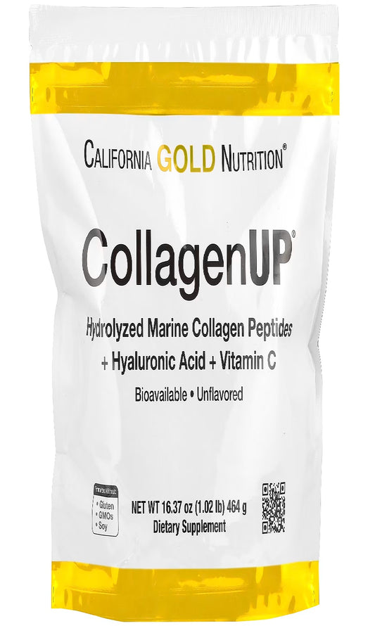 California Gold Nutrition, CollagenUP®, Hydrolyzed Marine Collagen Peptides with Hyaluronic Acid and Vitamin C, Unflavored, 1.02 lb (464 g)