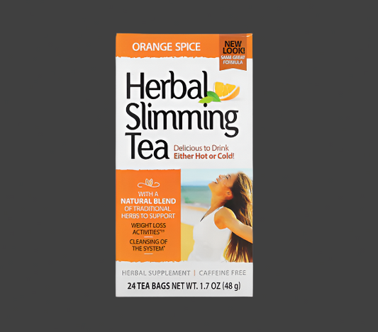 21st Century, Herbal Slimming Tea, Orange Spice, Caffeine Free, 24 Tea Bags, 1.7 oz (48 g), Expiry: 05/2027, Free Shipping