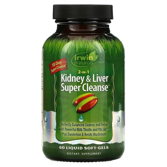 IRWIN NATURALS, 2 IN 1 KIDNEY & LIVER SUPER CLEANSE - NEW STOCK