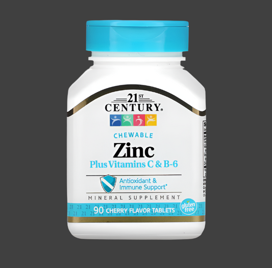 21st Century, Zinc Plus Vitamins C & B-6, Chewable, Cherry Flavor, 90 Tablets