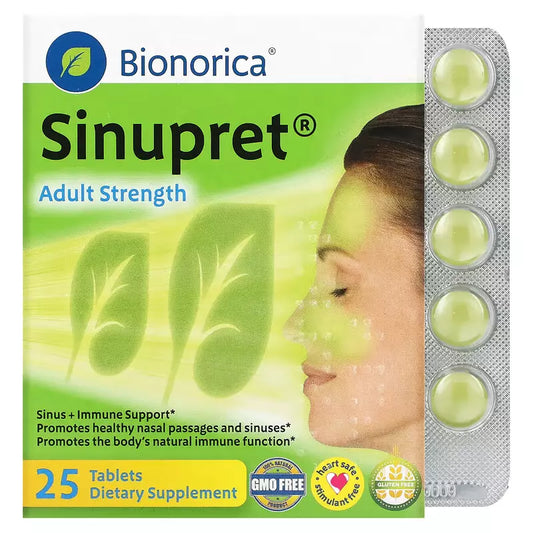 Bionorica, Sinupret, Sinus + Immune Support, Adult Strength, 25Tabs, Expiry:2026