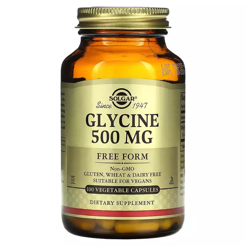 Solgar, Glycine, 500 mg, 100 Vegetable Caps, Expiry:2026