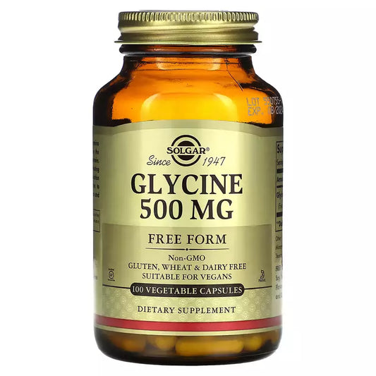 Solgar, Glycine, 500 mg, 100 Vegetable Caps, Expiry:2026