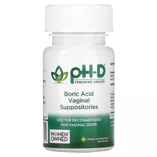 pH-D Feminine Health, BoricAcid, 600 mg, 24 Vaginal Suppositories, Expiry"2027