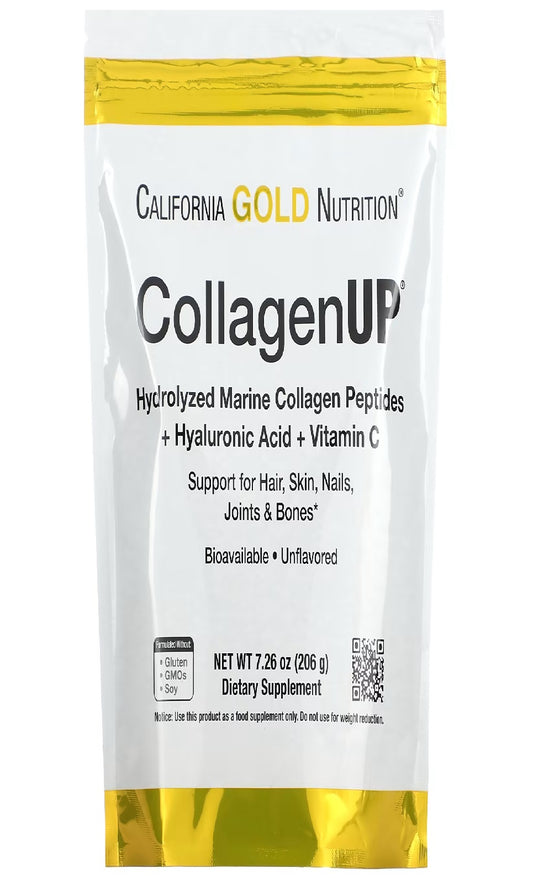 California Gold Nutrition, CollagenUP, Hydrolyzed Marine Collagen Peptides with Hyaluronic Acid and Vitamin C, Unflavored, 7.26 oz (206 g)