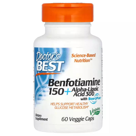 Doctor's Best, Benfotiamine 150 + Alpha-Lipoic Acid 300, 60 VegCaps, Expiry"2026