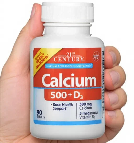 21st Century, Calcium 500 + D3, 5 mcg (200 IU), 90 Tablets