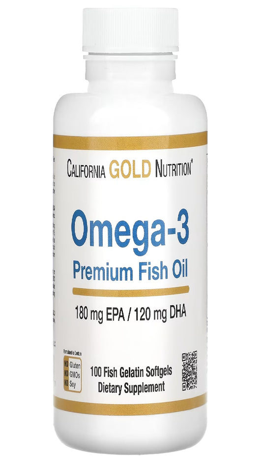 California Gold Nutrition, Omega-3 Premium Fish Oil, 100 Fish Gelatin Softgels