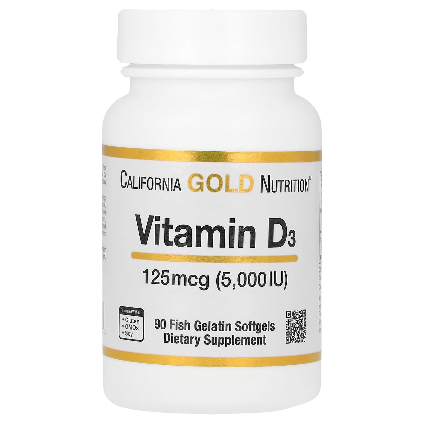 California Gold Nutrition Vitamin D3 5,000 IU for Healthy Bones & Immune System - Image 1