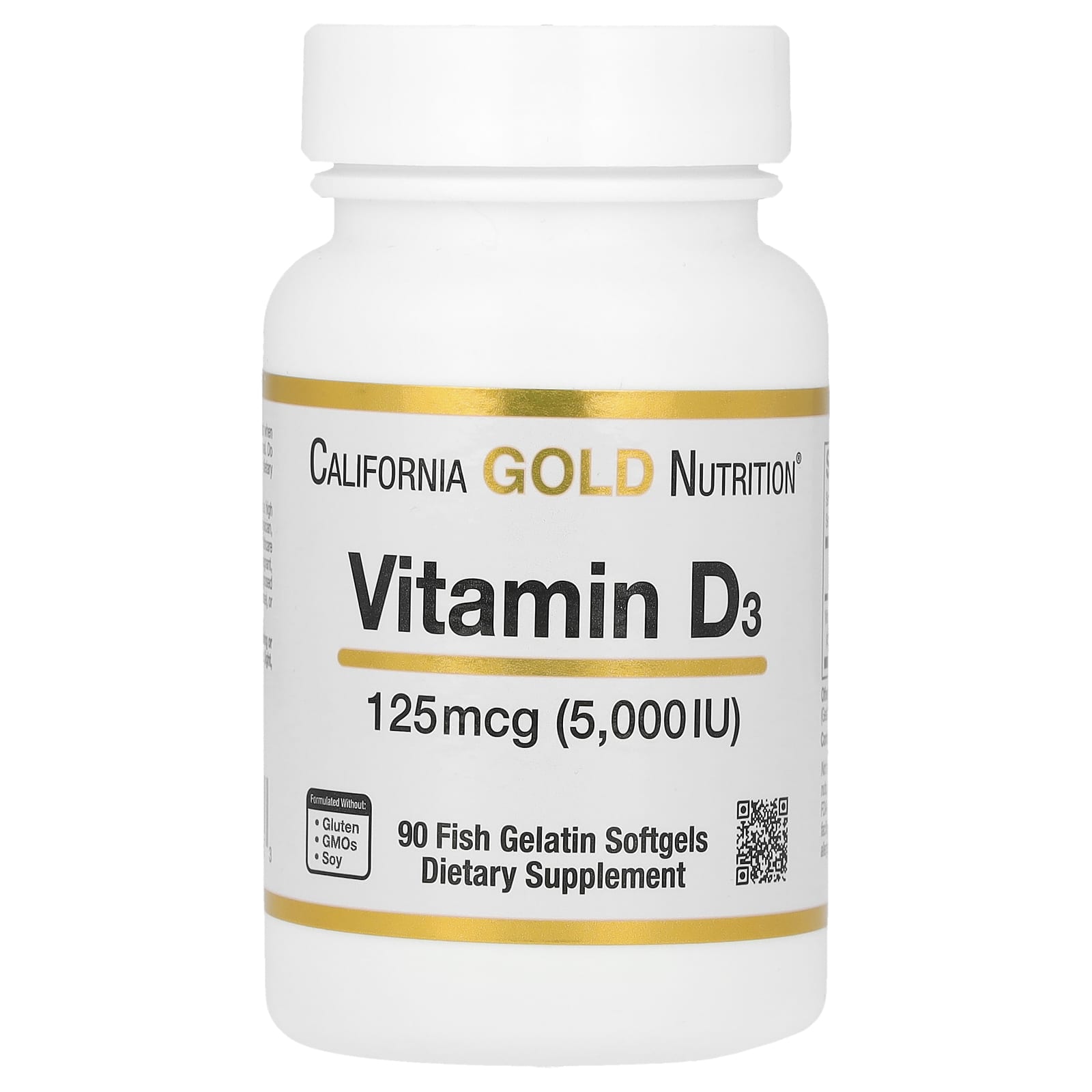 California Gold Nutrition Vitamin D3 5,000 IU for Healthy Bones & Immune System - Image 1