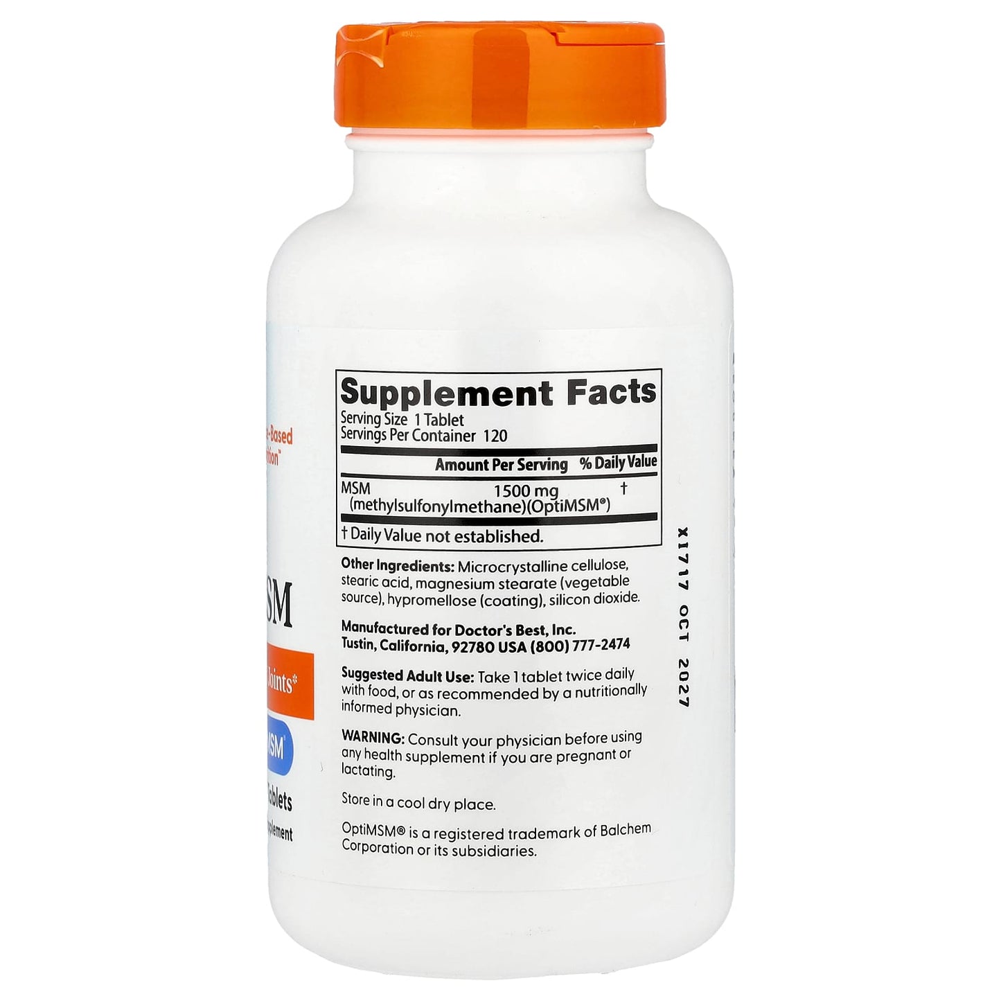 Doctor's Best MSM with OptiMSM® for Healthy Joints & Skin - Image 2