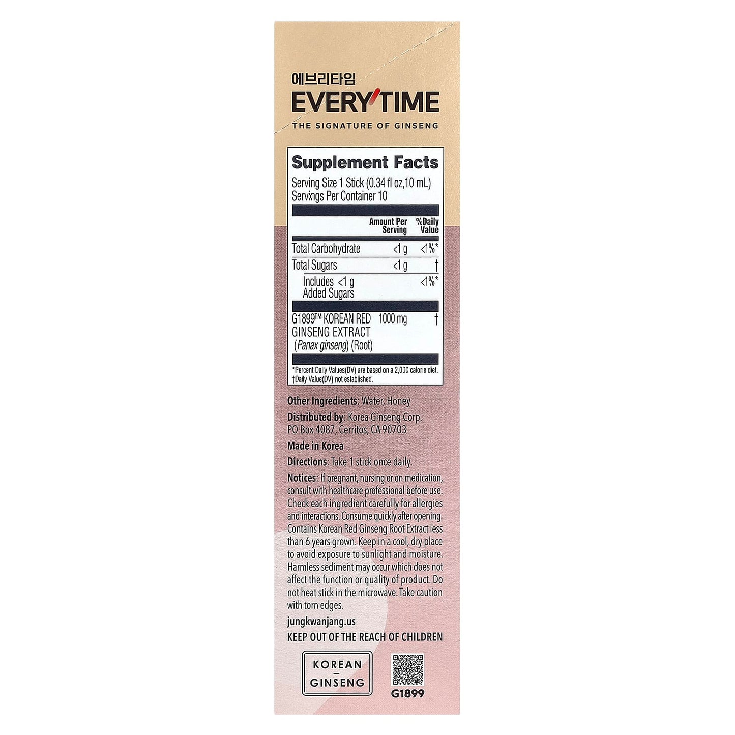 JungKwanJang, Korean Red Ginseng, Everytime Energy Boost, 10 Sticks, 0.34 fl oz (10 ml) Each