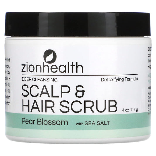 Zion Health, Deep Cleansing Scalp & Hair Scrub, Pear Blossom with Sea Salt, 4 oz (113 g) - Image 1