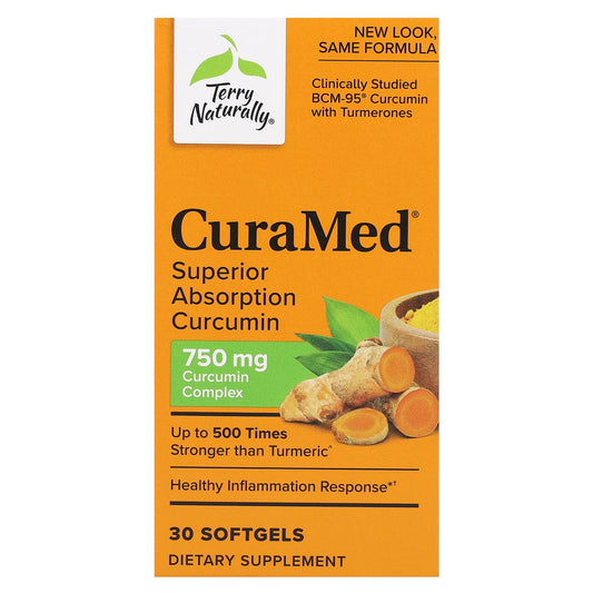 Terry Naturally, CuraMed, Superior Absorption Curcumin, 750 mg, 30 Softgels - Image 1