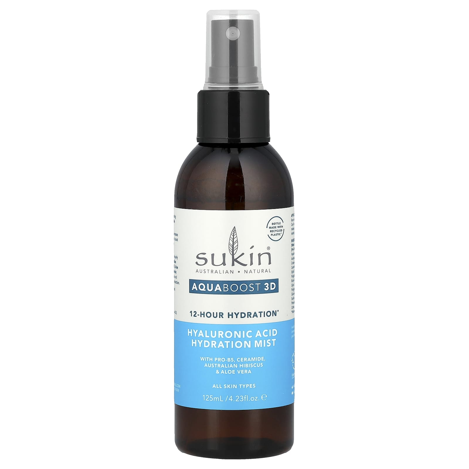 Sukin, AquaBoost 3D, Hyaluronic Acid Hydration Mist, All Skin Types, 4.23 fl oz (125 ml) - Image 1