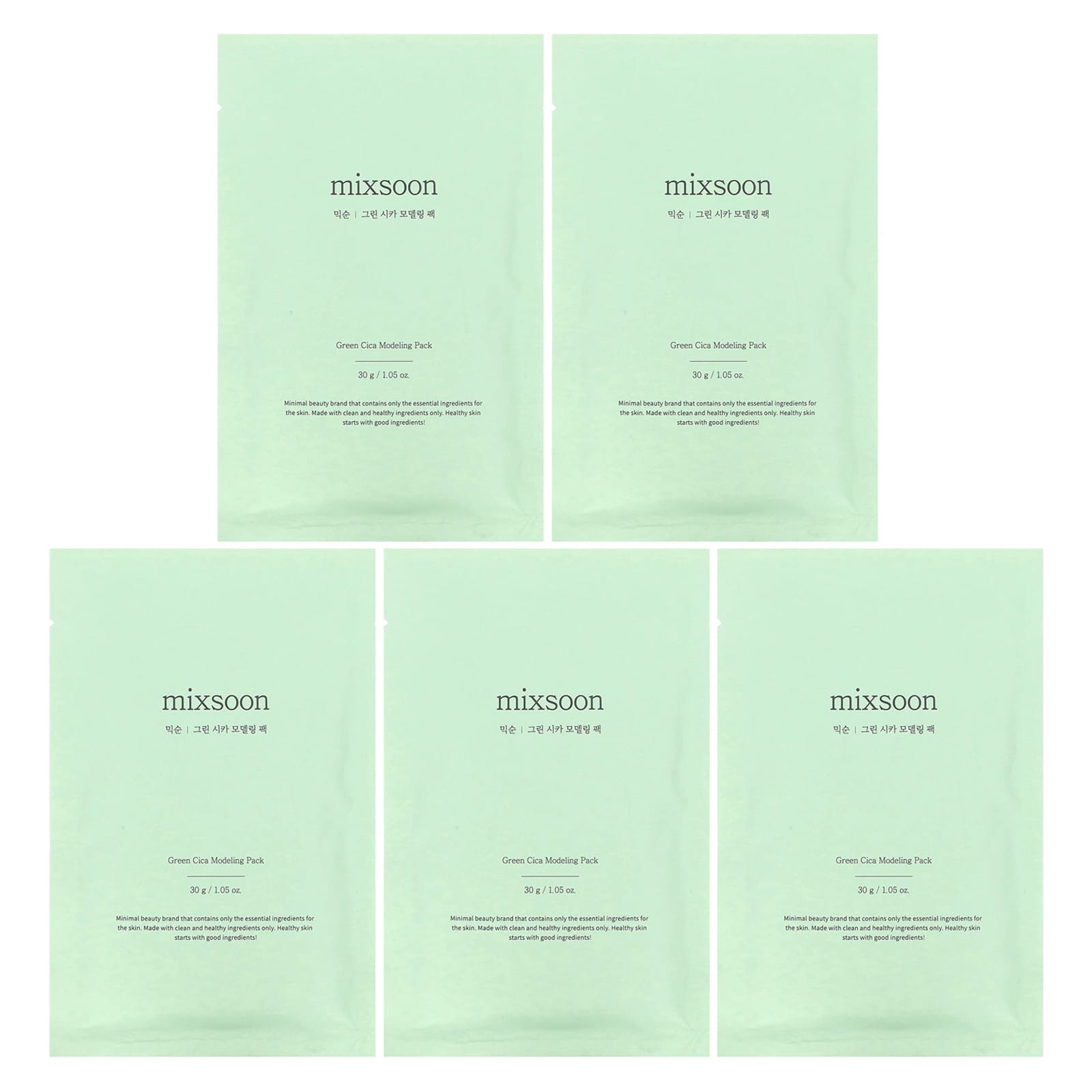 Mixsoon, Green Cica Modeling Pack, 5 Packs, 1.05 oz (30 g) each - Image 1