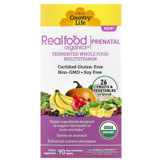 Country Life Realfood Organics Prenatal Multivitamin - 90 Tablets - Image 1