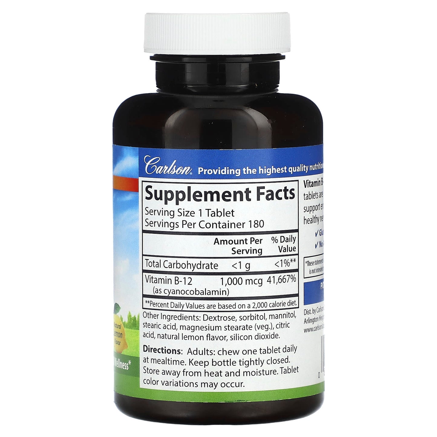 Carlson Vitamin B12 1000 mcg Chewable Tablets - Natural Energy Boost - Image 2