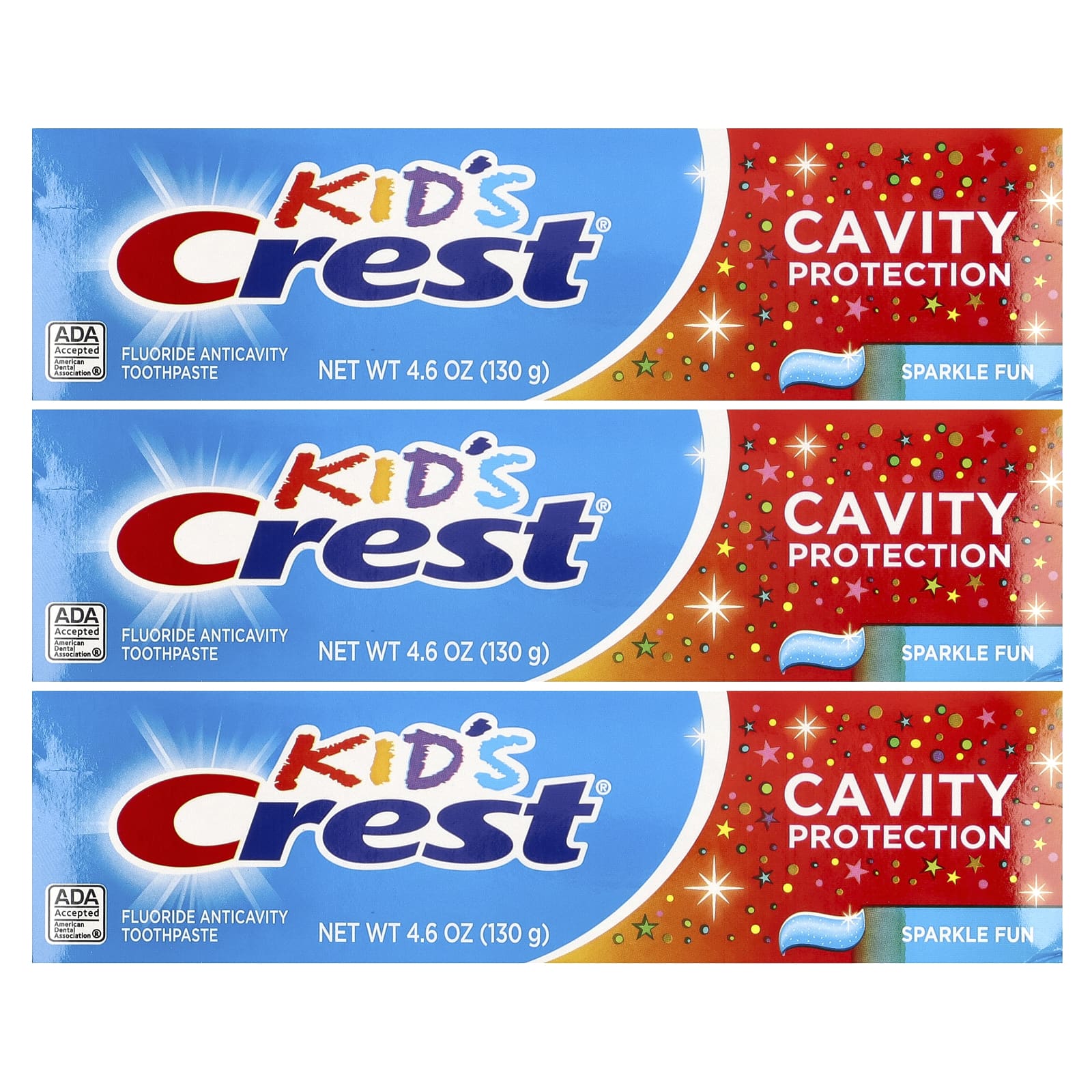 Crest Kids Cavity Protection Toothpaste 3-Pack, Sparkling Fun, 4.6 oz Each - Image 2