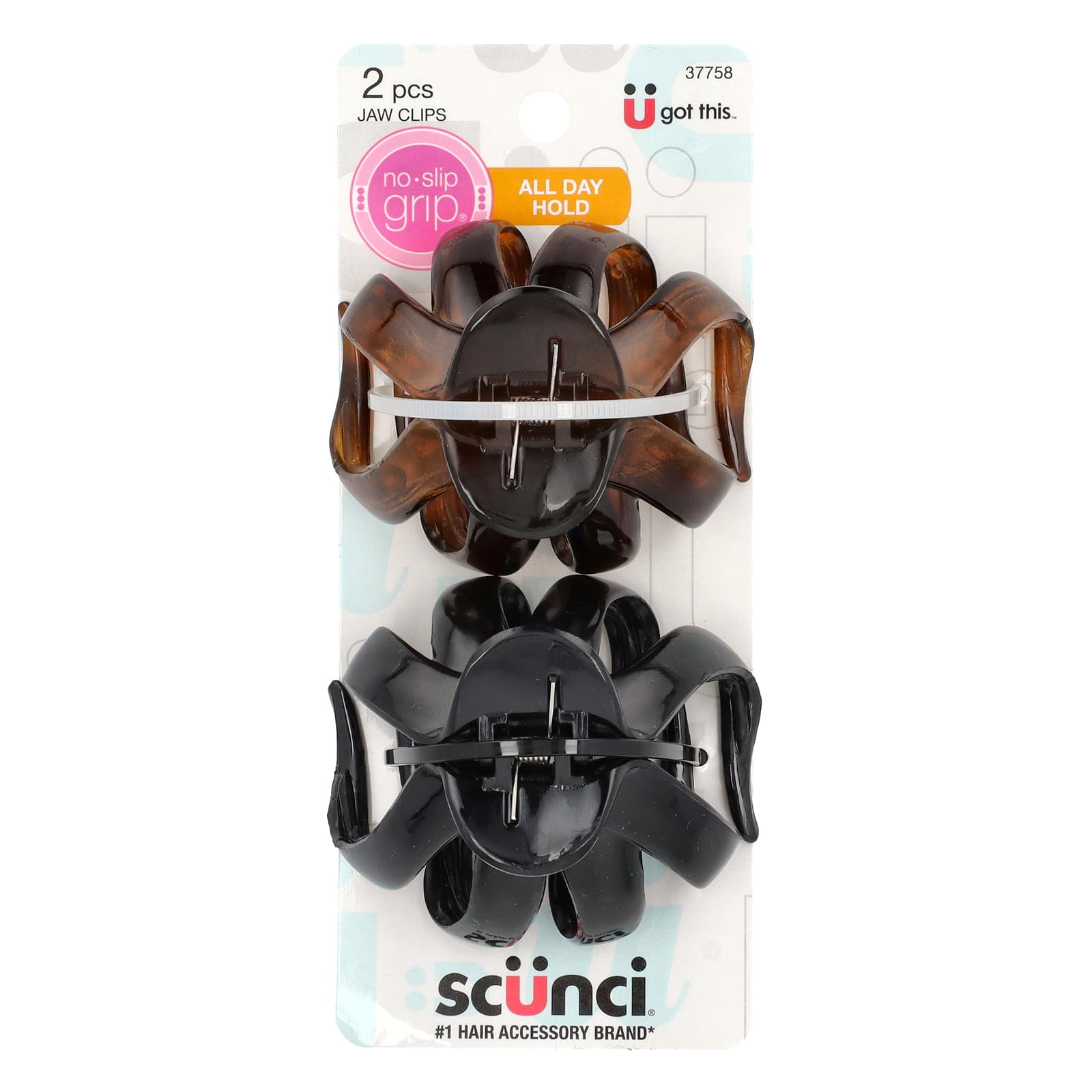 Scunci, No Slip Grip, Jaw Clips, Octopus Claw, 2 Pieces - Image 1