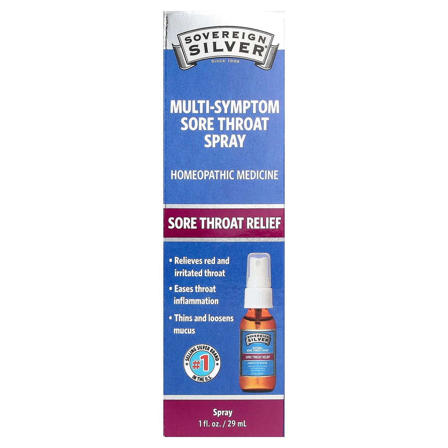 Sovereign Silver, Multi-Symptom Sore Throat Spray, 1 fl oz (29 ml) - Image 1