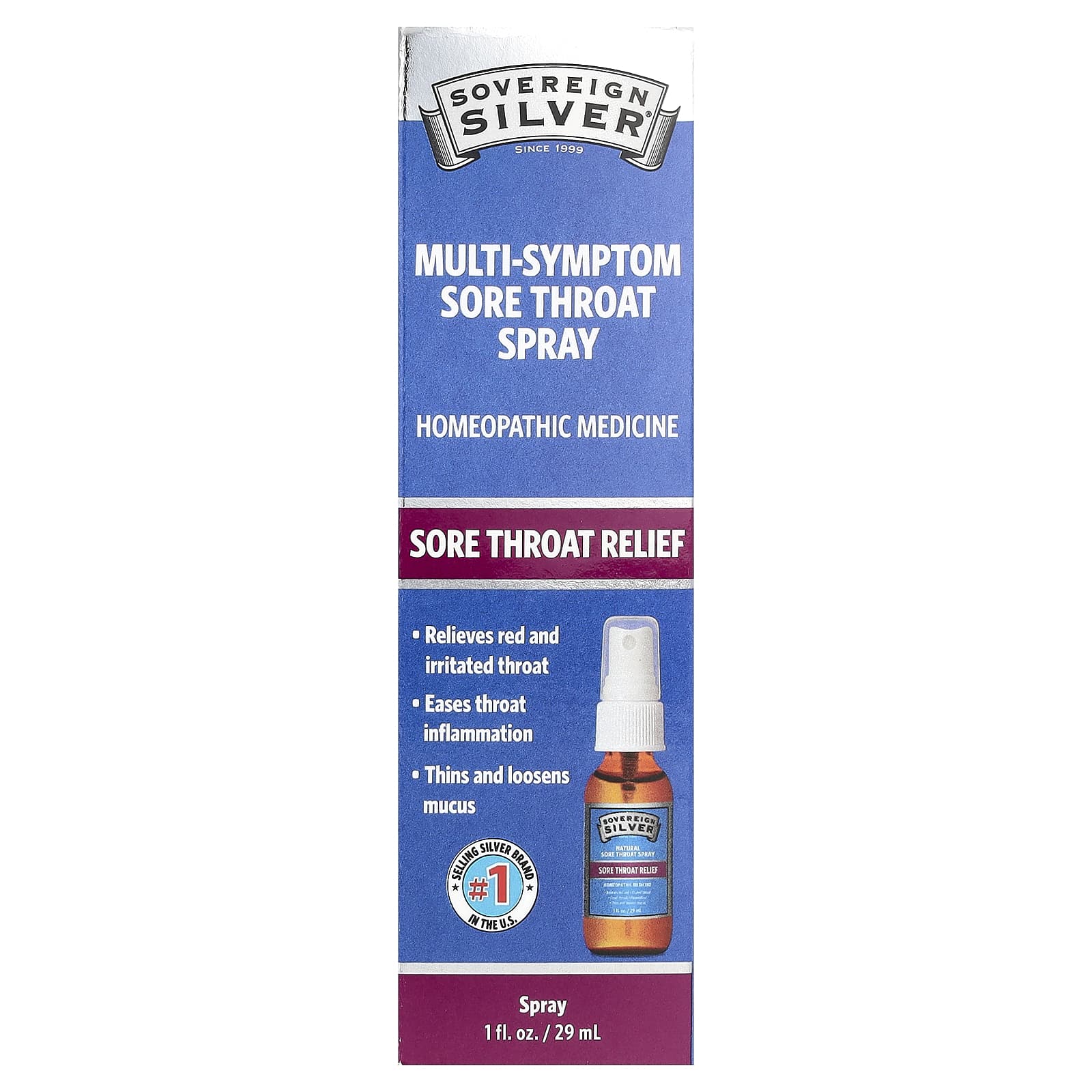Sovereign Silver, Multi-Symptom Sore Throat Spray, 1 fl oz (29 ml) - Image 1