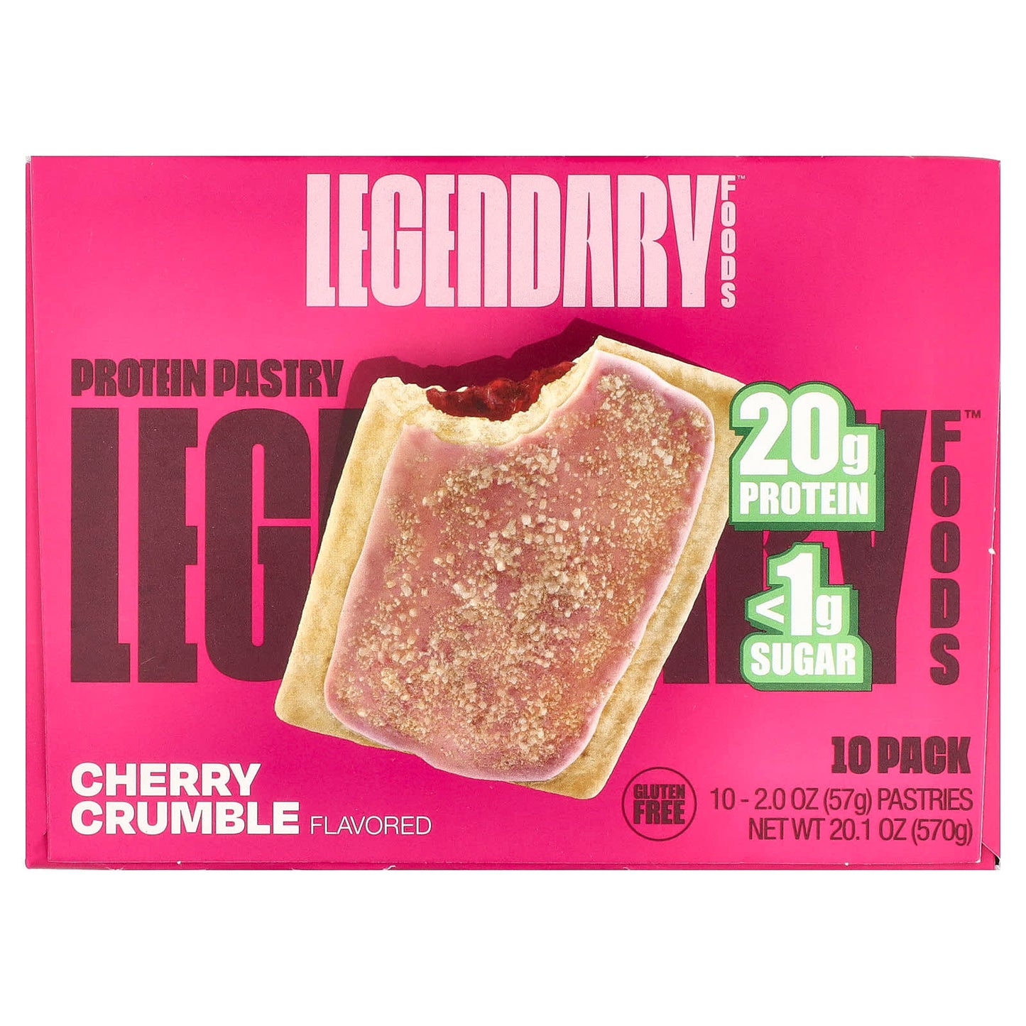 Legendary Foods, Protein Pastry, Cherry Crumble , 10 Pack, 2 oz (57 g) Each - Image 1