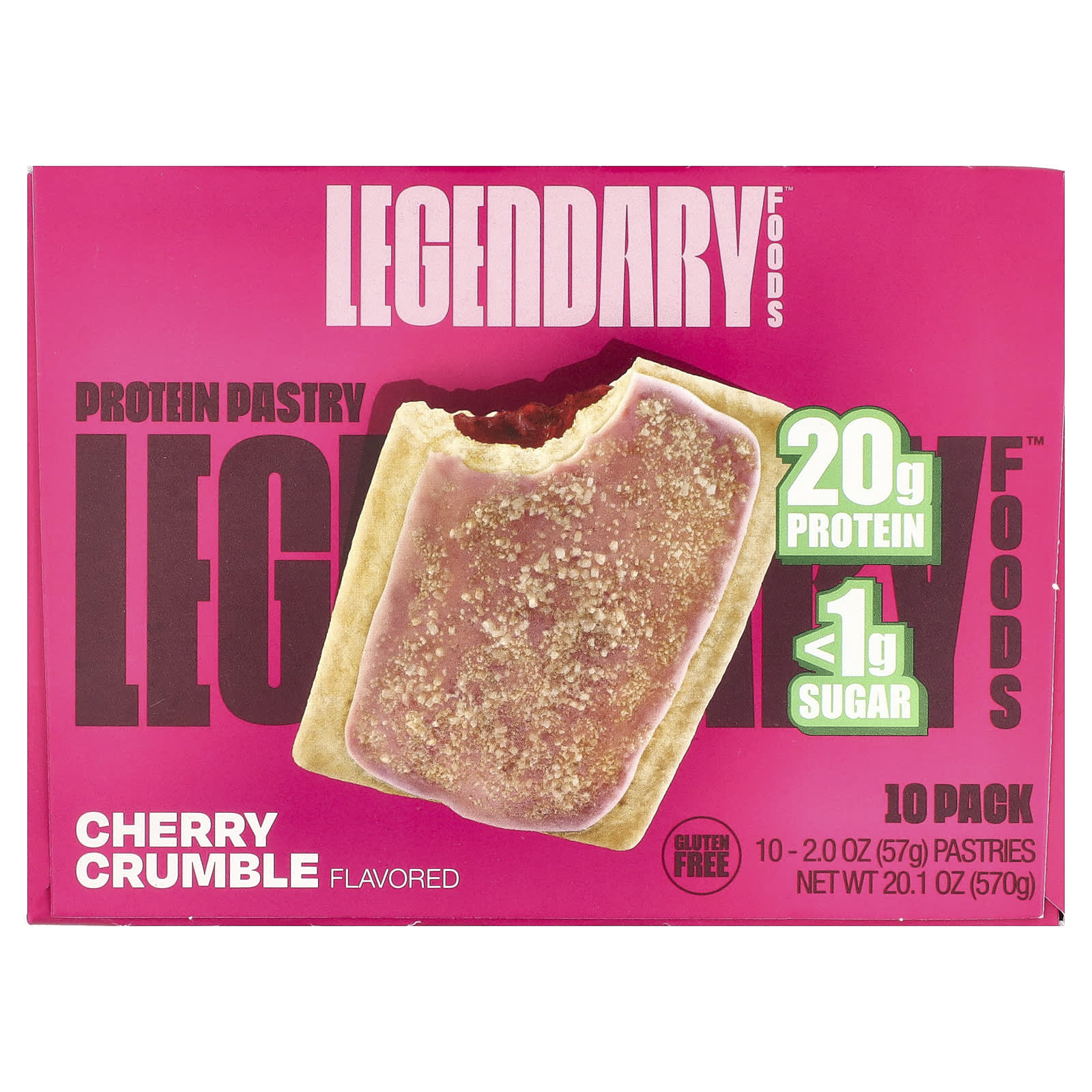 Legendary Foods, Protein Pastry, Cherry Crumble , 10 Pack, 2 oz (57 g) Each - Image 1