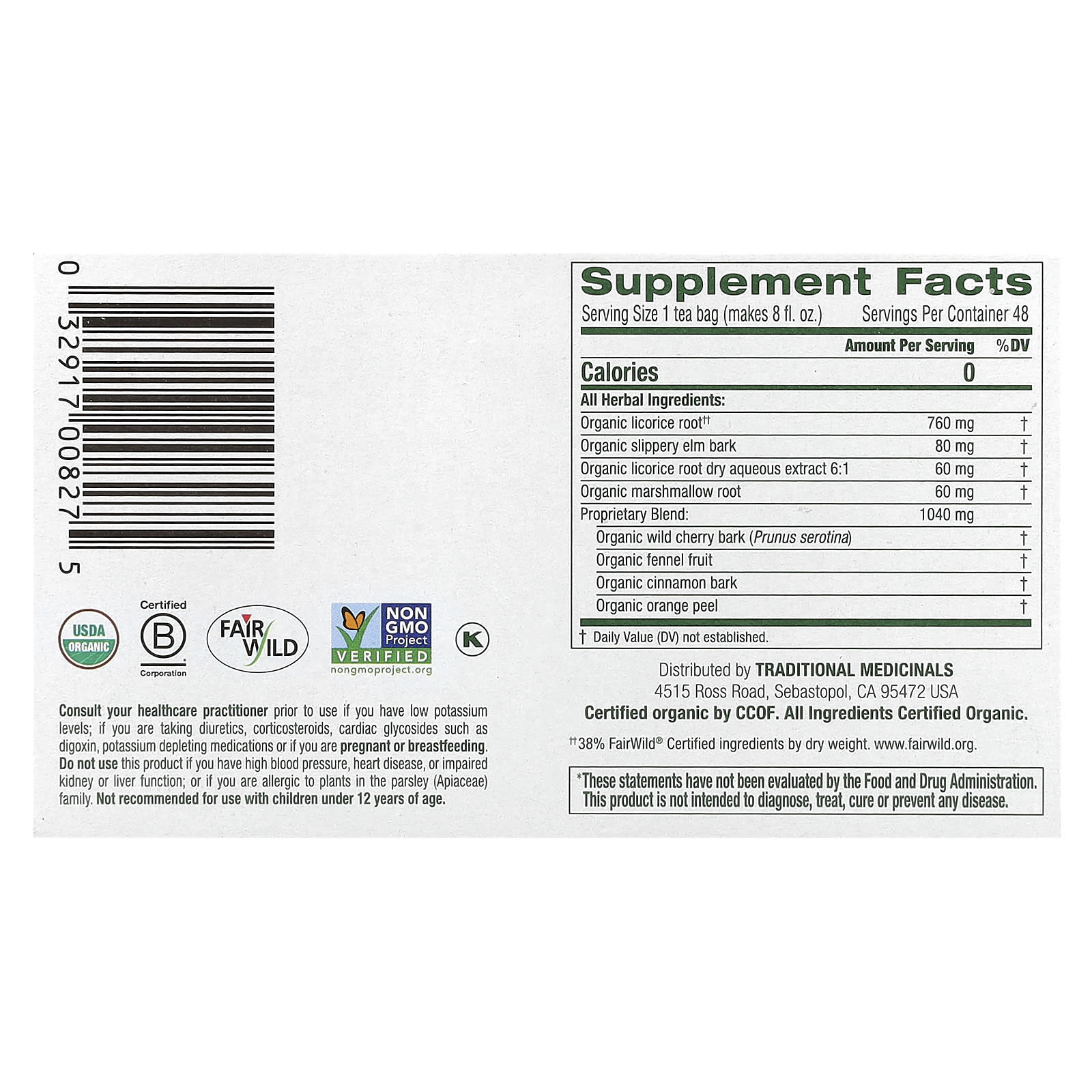 Traditional Medicinals, Organic Throat Coat®, Original with Slippery Elm, Caffeine Free, 48 Wrapped Tea Bags, 3.38 oz (96 g) - Image 2