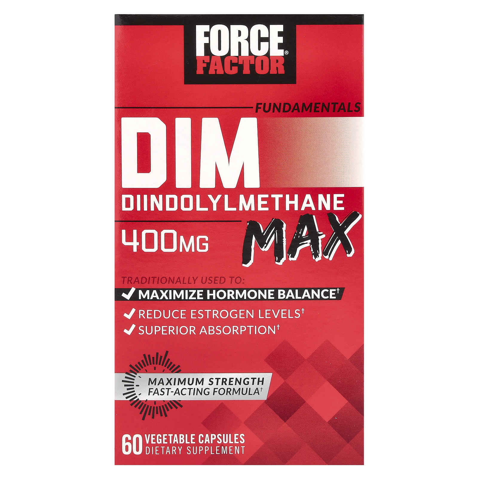 Force Factor DIM Max - 60 Vegetable Capsules for Hormone Balance & Estrogen Reduction - Image 1