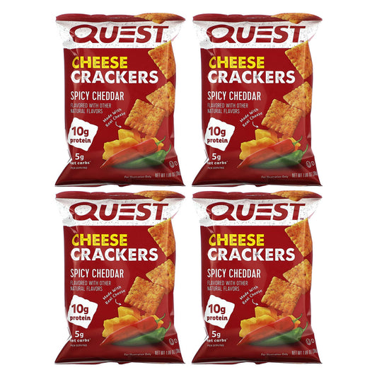 Quest Nutrition, Cheese Crackers, Spicy Cheddar, 4 Bags 1.06 oz (30 g) Each - Image 1