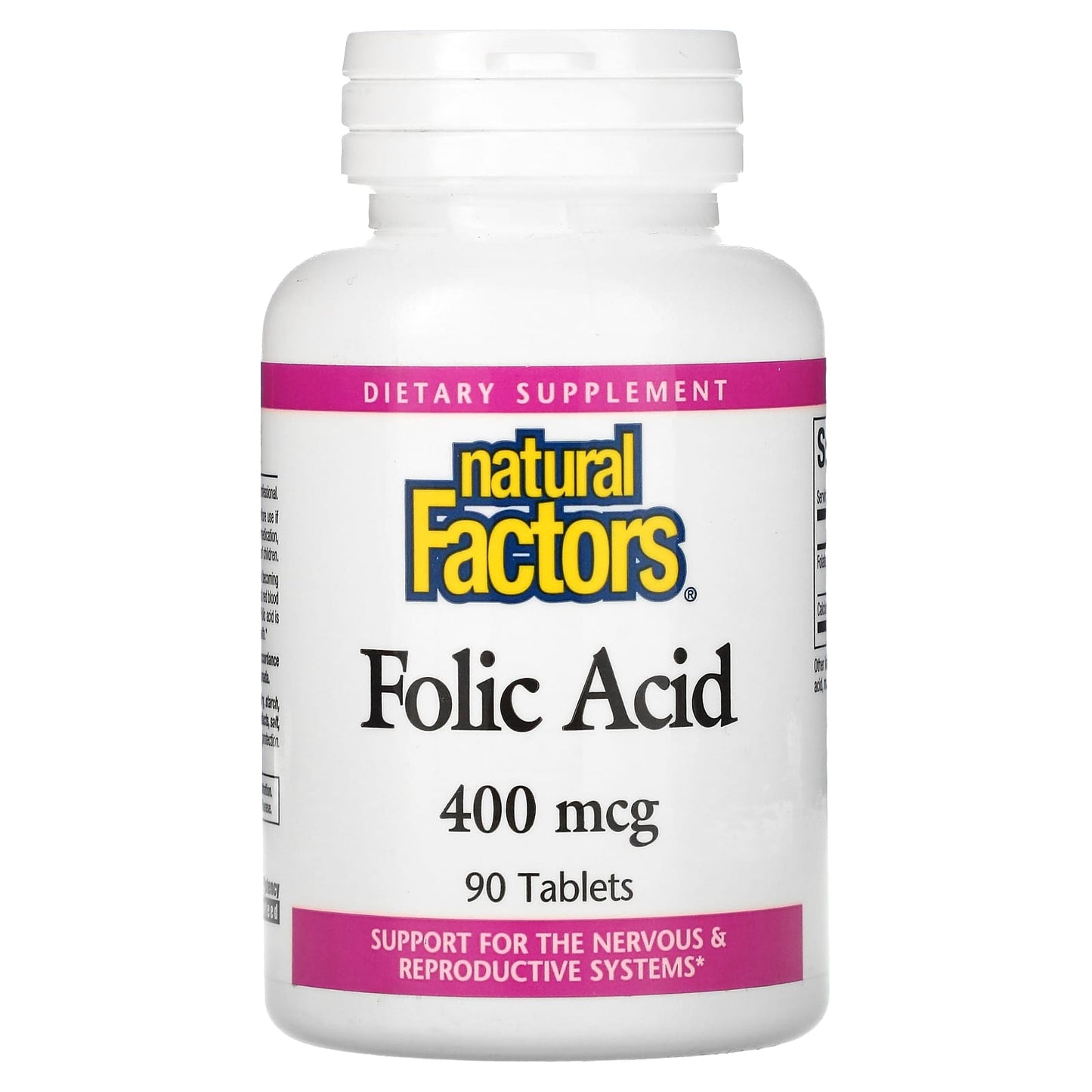 Natural Factors, Folic Acid, 400 mcg, 90 Tablets - Image 1