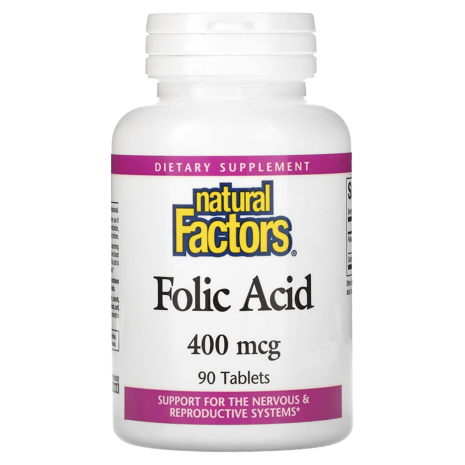 Natural Factors, Folic Acid, 400 mcg, 90 Tablets - Image 1