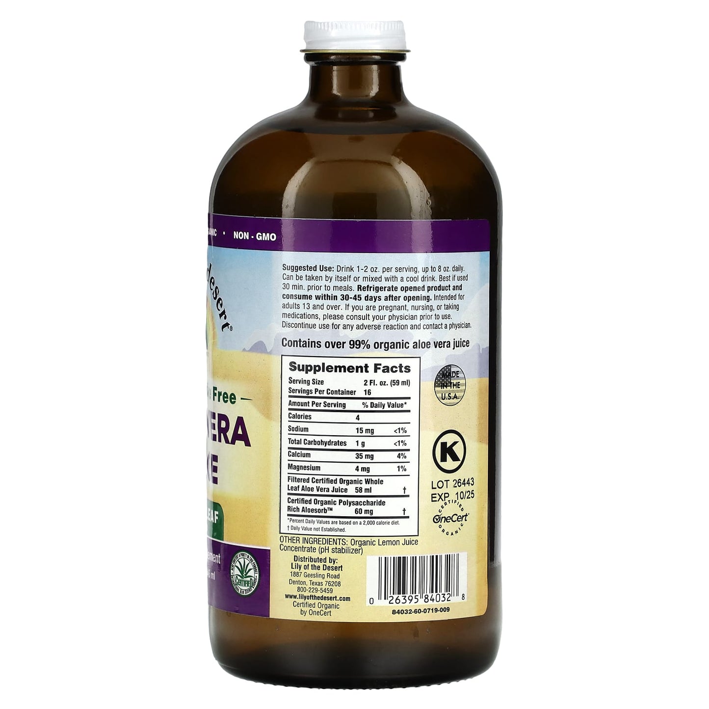 Lily of the Desert, Aloe Vera Juice, Whole Leaf Filtered, Preservative Free, 32 fl oz (946 ml) - Image 2