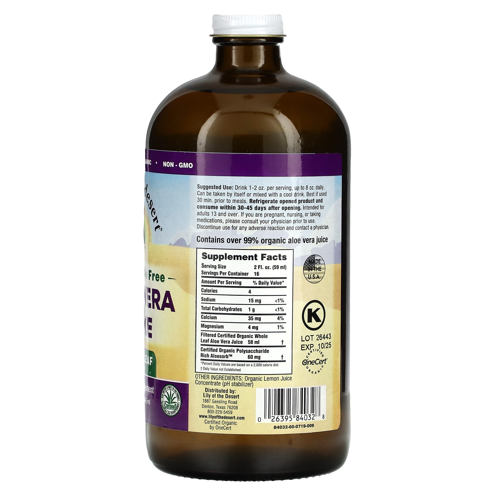 Lily of the Desert, Aloe Vera Juice, Whole Leaf Filtered, Preservative Free, 32 fl oz (946 ml) - Image 2