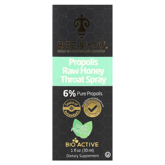 Bee&You, Propolis Raw Honey Throat Spray , 1 fl oz (30 ml)