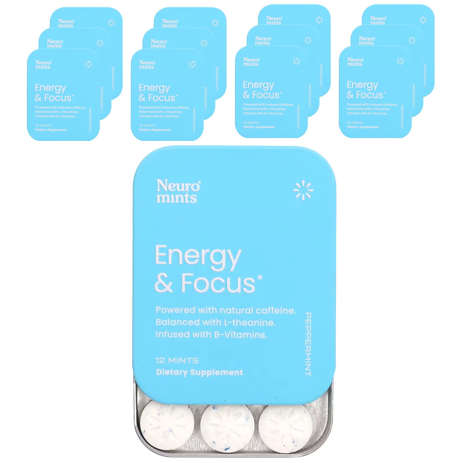NeuroGum, NeuroMints, Energy & Focus, Peppermint, 12 Packs, 12 Pieces Each - Image 1