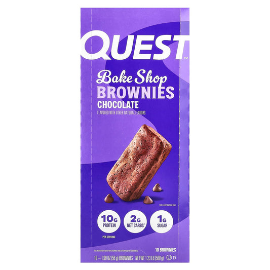 Quest Nutrition, Bake Shop Brownies, Chocolate, 10 Brownies, 1.98 oz (56 g) Each - Image 1