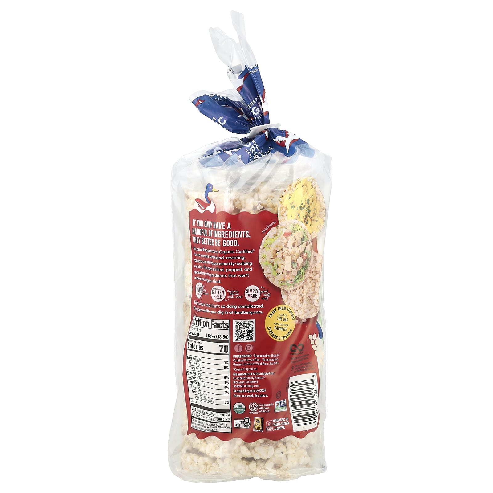 Lundberg, Organic Brown Rice Cakes, Wild Rice , 8.5 oz (241 g) - Image 2
