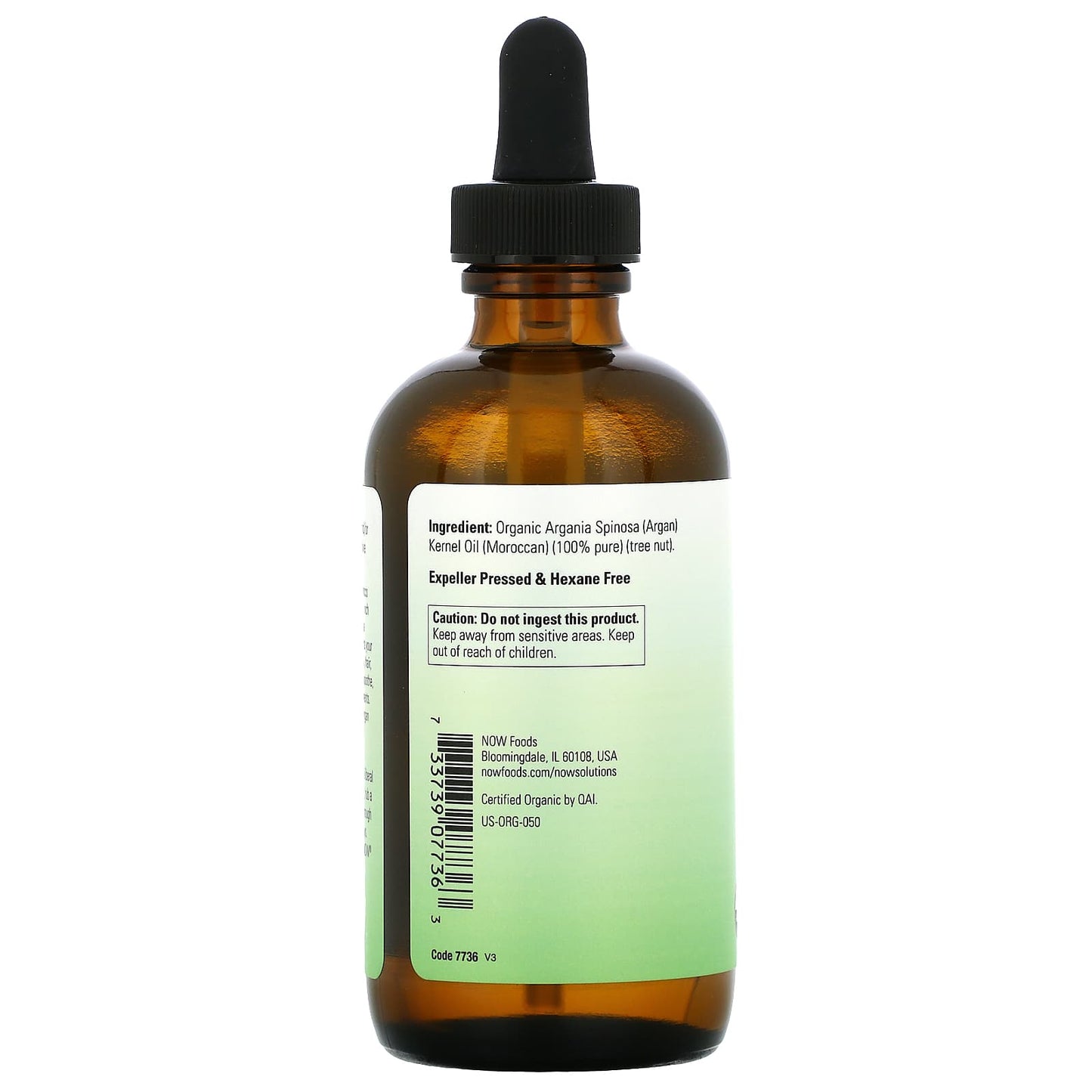 NOW Foods, Solutions, Certified Organic & 100% Pure Argan Oil, 4 fl oz (118 ml) - Image 2