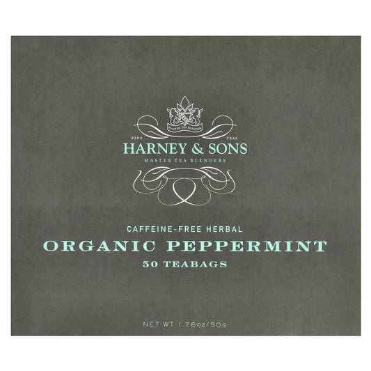 Harney & Sons Organic Peppermint Herbal Tea, Caffeine-Free, 50 Tea Bags - Image 1