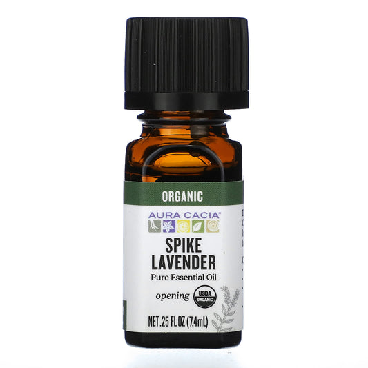 Aura Cacia Organic Spike Lavender Essential Oil, 0.25 fl oz (7.4 ml) - Image 1