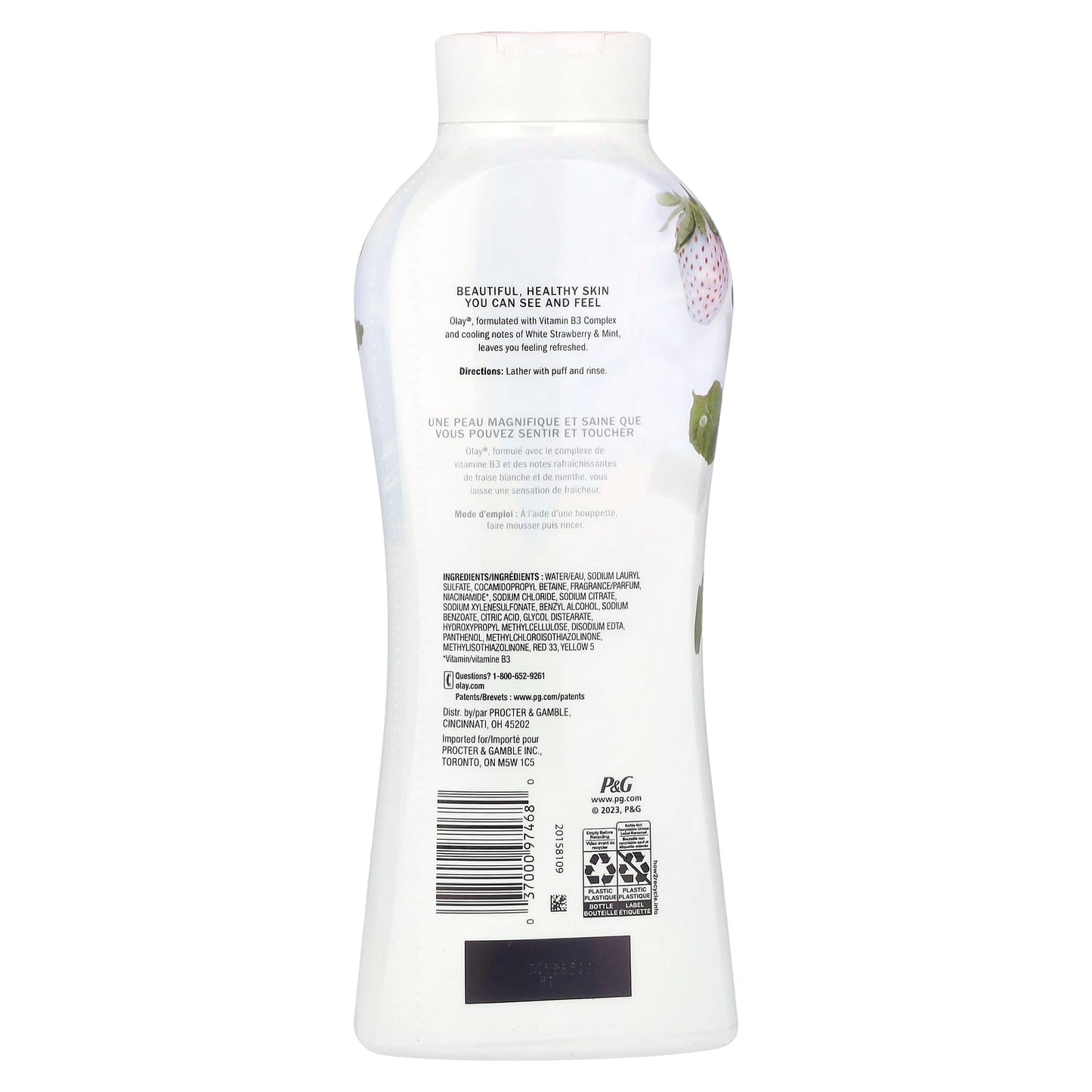 Olay, Fresh Outlast Body Wash, White Strawberry & Mint, 22 fl oz (650 ml) - Image 2