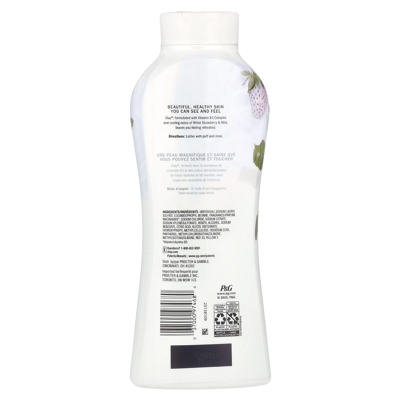 Olay, Fresh Outlast Body Wash, White Strawberry & Mint, 22 fl oz (650 ml) - Image 2