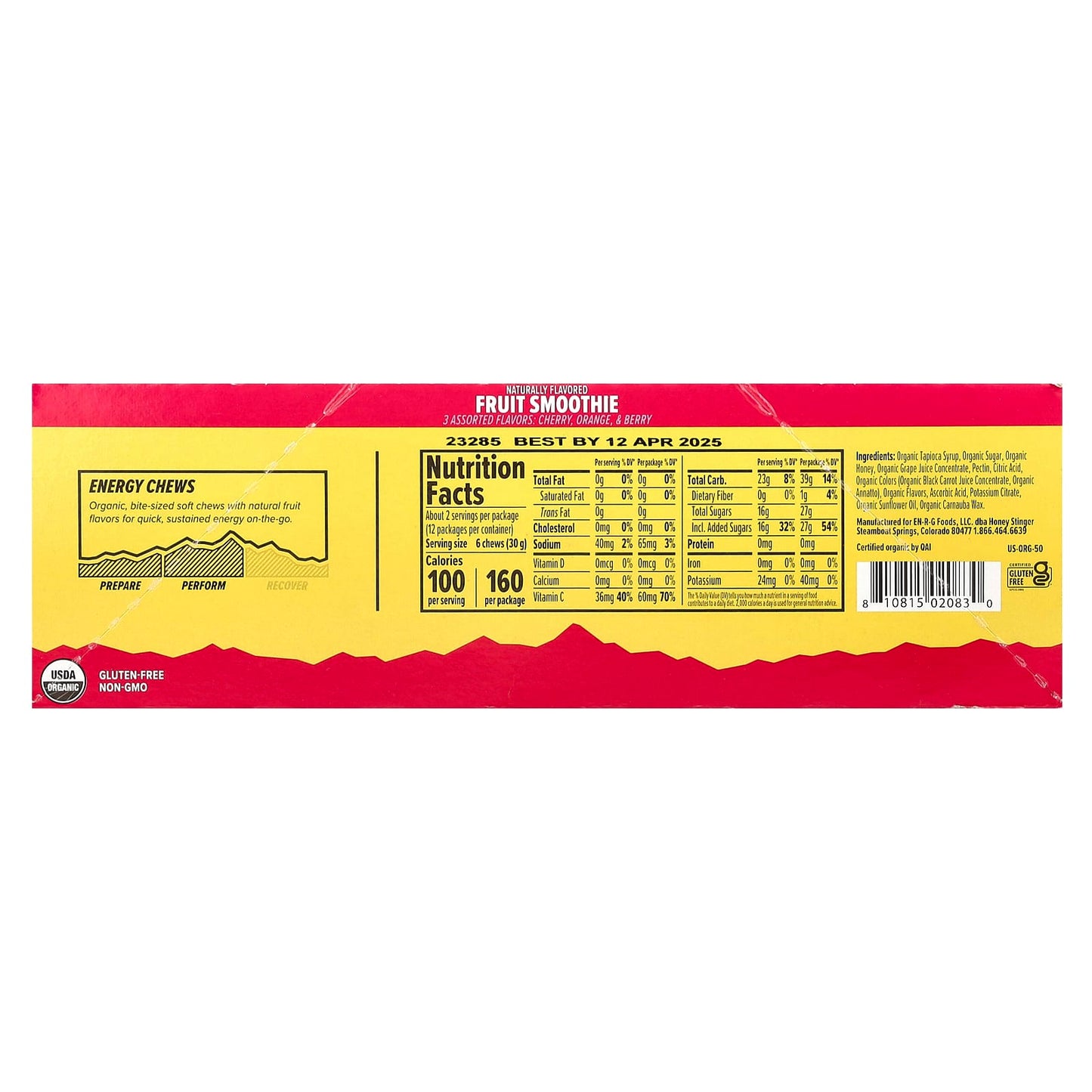 Organic Energy Chews by Honey Stinger - Fruit Smoothie, 12 Pack - Image 2